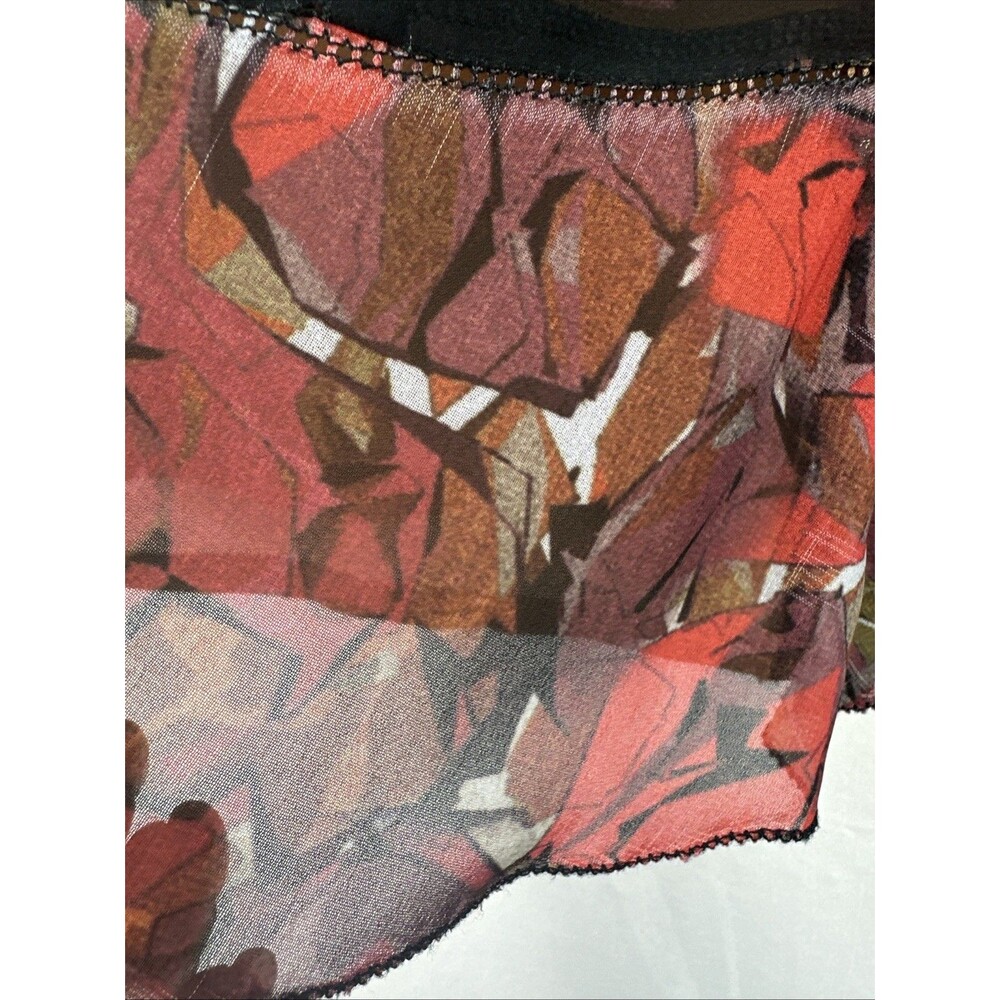 Byron Lars Beauty Mark Sheer Mesh Top Abstract Print Cowl Neck Y2K Designer Sz 6 - Picture 11 of 12